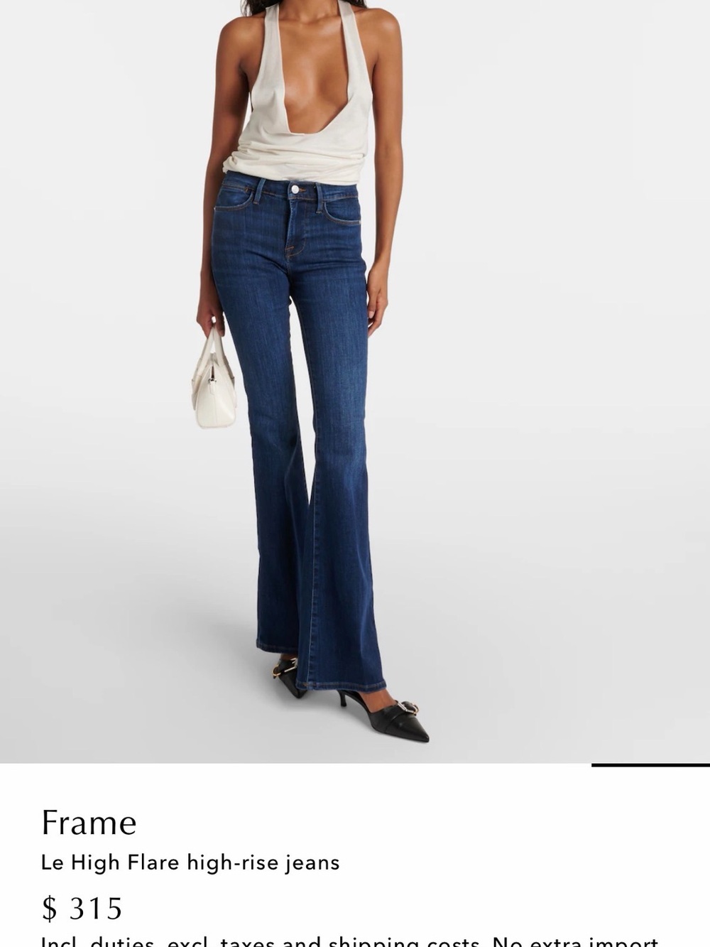 Frame Denim High-Rise Flare Jeans in Deep Blue Denim